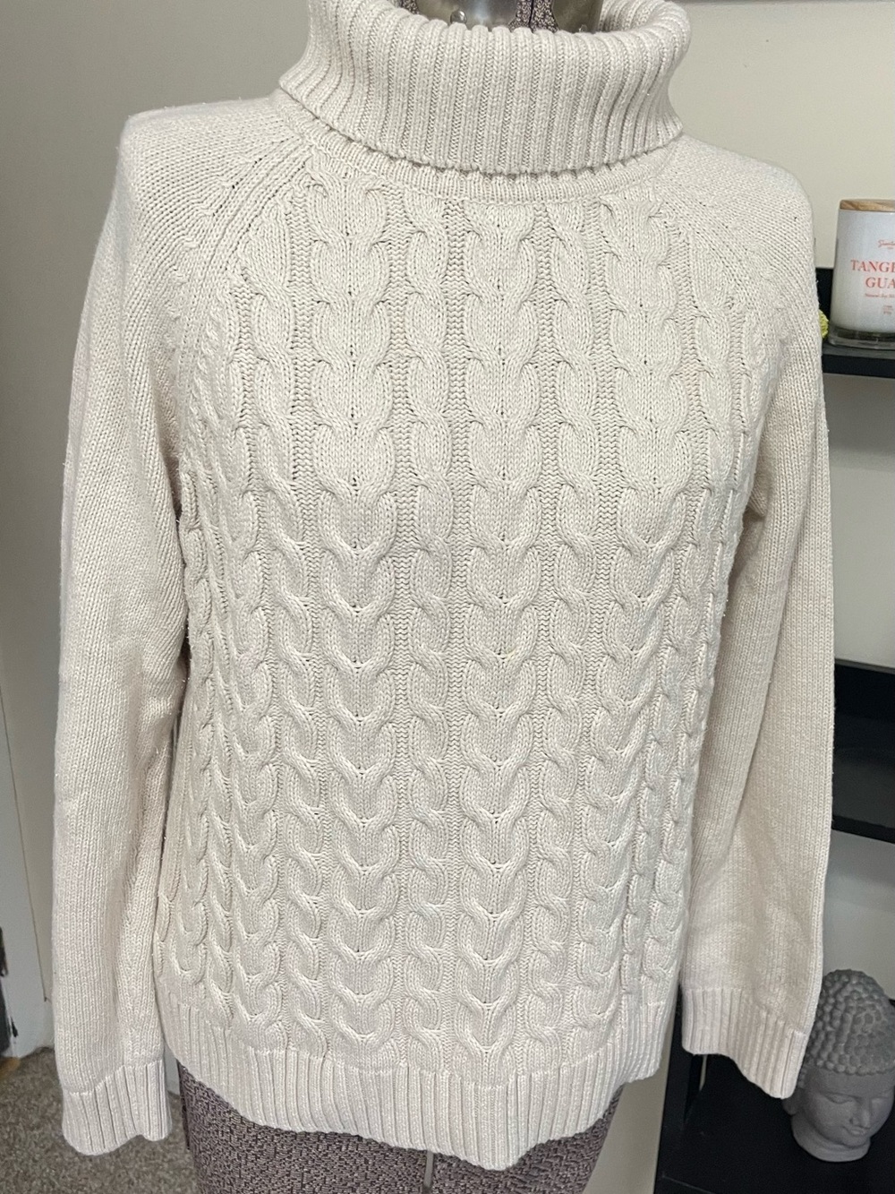 croft & barrow Cream Cable Knit Turtleneck Sweater